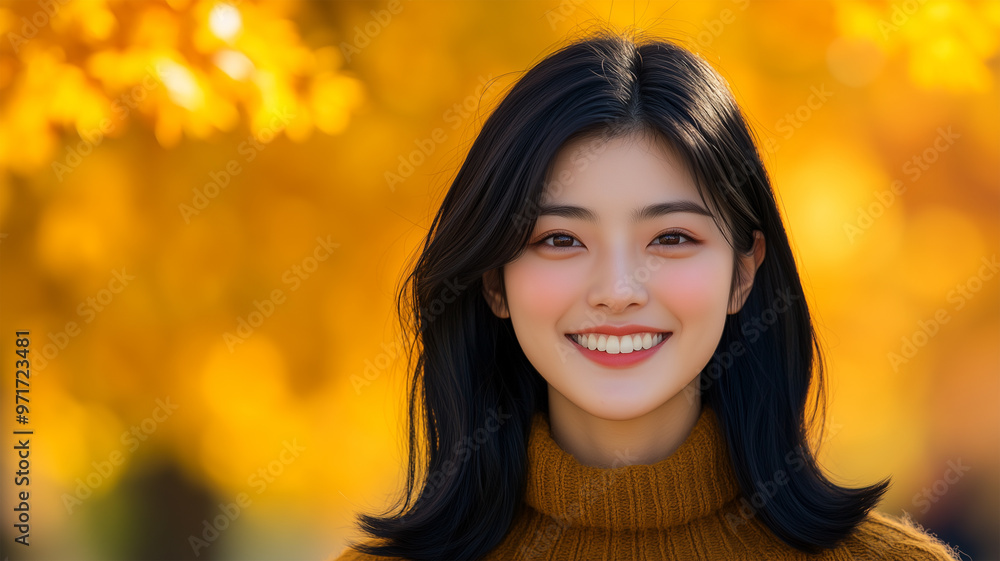 秋の喜びを表現する若い女性 秋の喜びを表現する若い女性