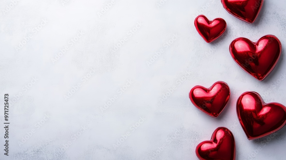 Red hearts on white background Red hearts on white background