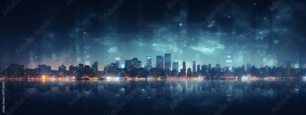 Cityscape lights reflecting in water Cityscape lights reflecting in water