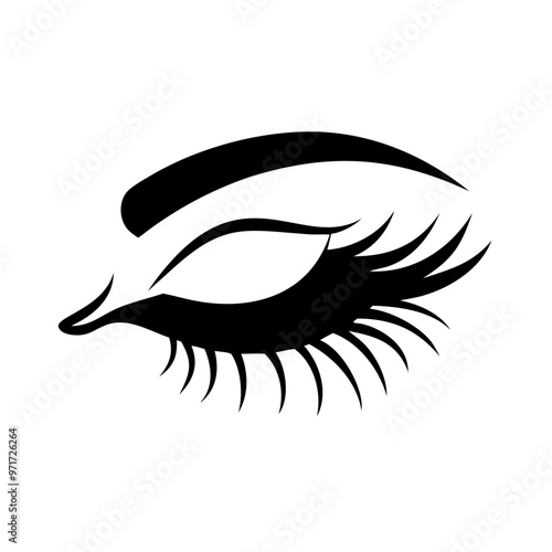 Female Makeup Items Eye and Eyelash Silhouette Icon - Transparent Background Clipart for Beauty Designs