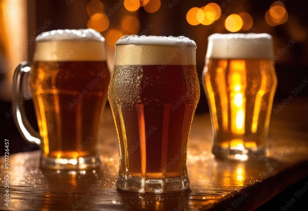 frosty beer glasses cool moisture droplets glimmering under soft light, ale, amber, alcohol, bar, beverage, bubbles, cheers, chill, chilled, craft frosty beer glasses cool moisture droplets glimmering under soft light, ale, amber, alcohol, bar, beverage, bubbles, cheers, chill, chilled, craft