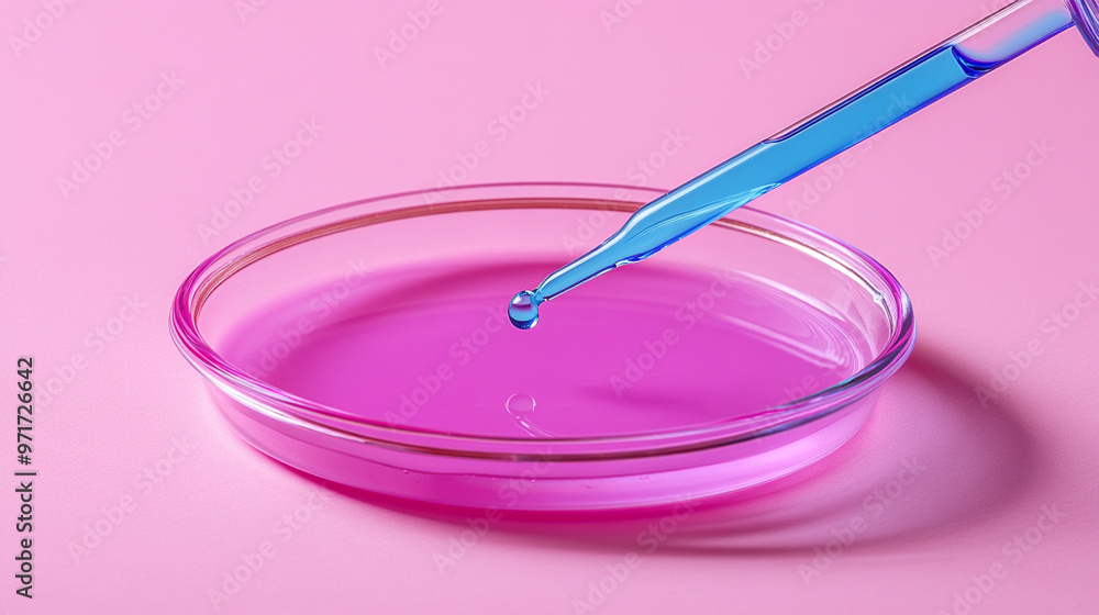 dropper releases a liquid into a clear chemical culture dish, symbolizing meticulous scientific experimentation and the essence of discovery in a sterile lab environment dropper releases a liquid into a clear chemical culture dish, symbolizing meticulous scientific experimentation and the essence of discovery in a sterile lab environment