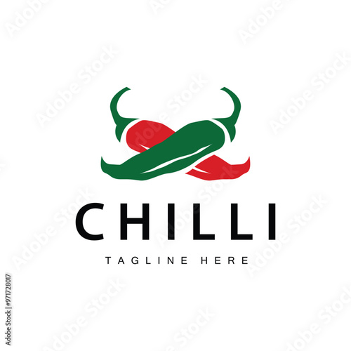 Hot Chili Peppers Logo Farm Garden Design Simple Illustration Symbol Template