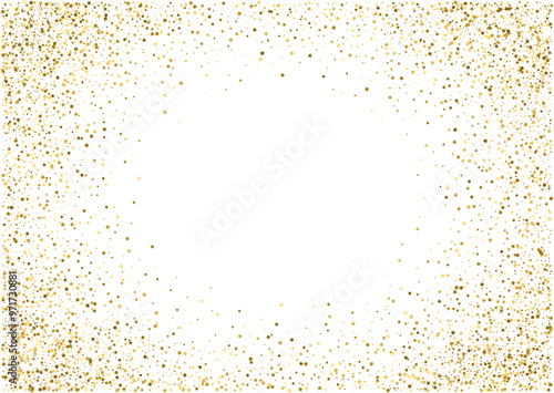 Christmas, new year blank space card template with abstract golden star shaped scattered confetti background