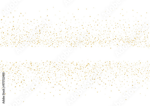Christmas, new year card template with abstract scattered golden confetti background. Blank space template for banners, cards