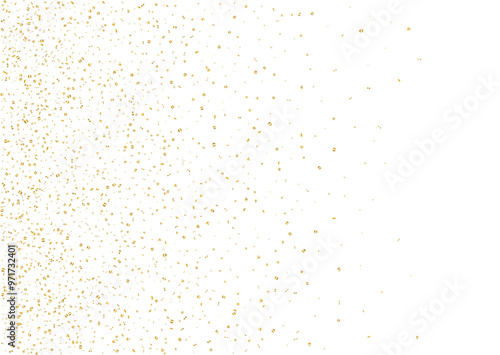 Christmas, new year card template with abstract scattered golden confetti background. Blank space template for banners, cards