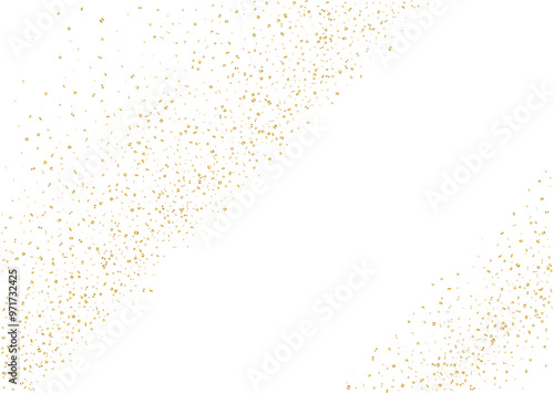 Christmas, new year card template with abstract scattered golden confetti background. Blank space template for banners, cards
