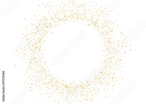 Christmas, new year card template with abstract scattered golden confetti background. Blank space template for banners, cards