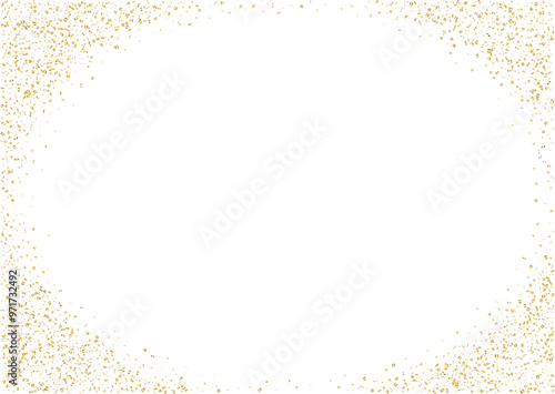 Christmas, new year card template with abstract scattered golden confetti background. Blank space template for banners, cards