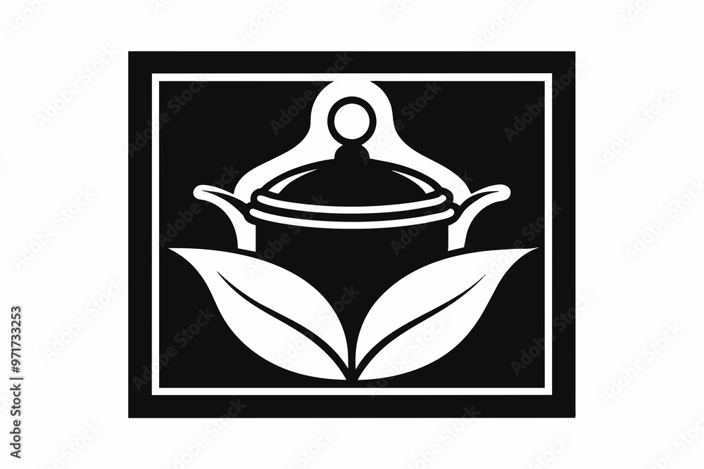 Linear image of a ceramic pot in a square symmetric vector art illustration Linear image of a ceramic pot in a square symmetric vector art illustration