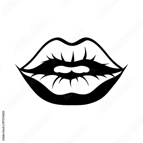 Lip and Mouth Silhouette Icon - Transparent Background Clipart