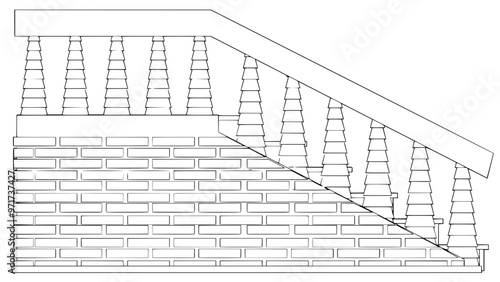 Staircase Balustrade Designs 2D vector