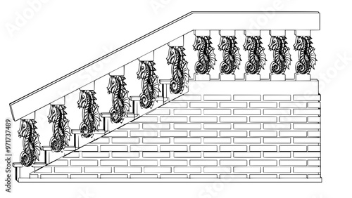 Staircase Balustrade Designs 2D vector