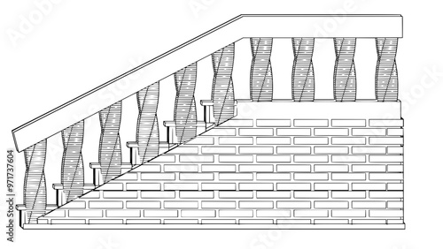 Staircase Balustrade Designs 2D vector