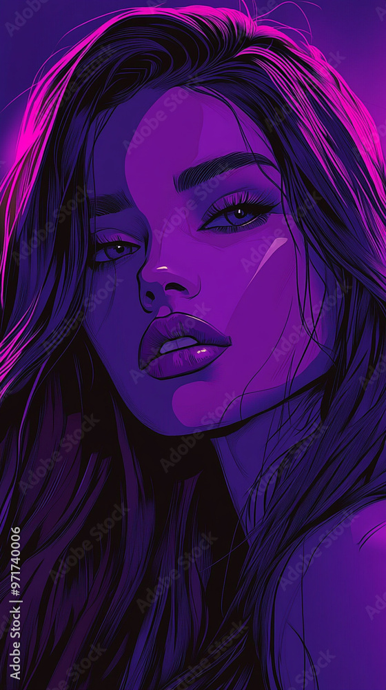 Minimalist Graphic Novel Style Illustration of a Gorgeous Female with Dynamic Fluorescent Lighting, Cinematic and Serious Mobile Wallpaper Background Minimalist Graphic Novel Style Illustration of a Gorgeous Female with Dynamic Fluorescent Lighting, Cinematic and Serious Mobile Wallpaper Background