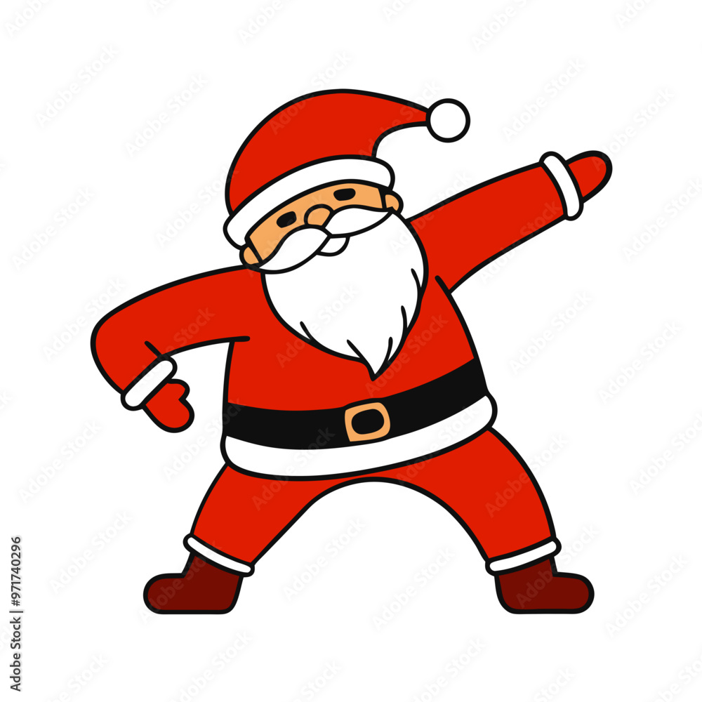 Energetic Santa Claus striking a fun dance pose in a red and black suit on a white background for Christmas festivities
Energetic Santa Claus striking a fun dance pose in a red and black suit on a white background for Christmas festivities