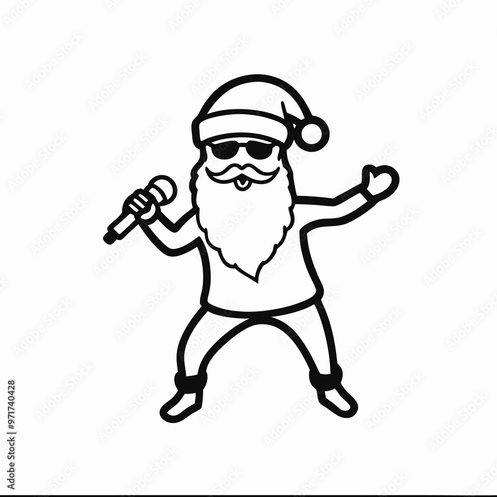 Cool Santa Claus singing with a microphone in sunglasses on a white background with copy space
Cool Santa Claus singing with a microphone in sunglasses on a white background with copy space