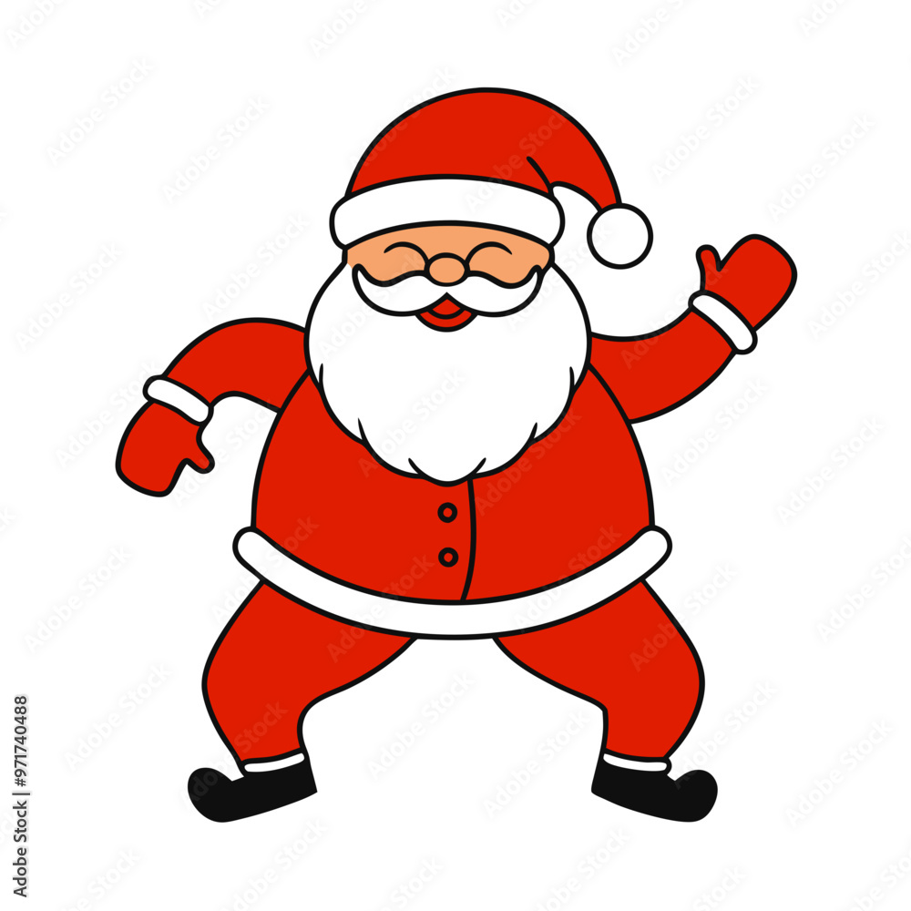 Cheerful Santa Claus dancing in a red suit on a white background for Christmas celebration theme Cheerful Santa Claus dancing in a red suit on a white background for Christmas celebration theme