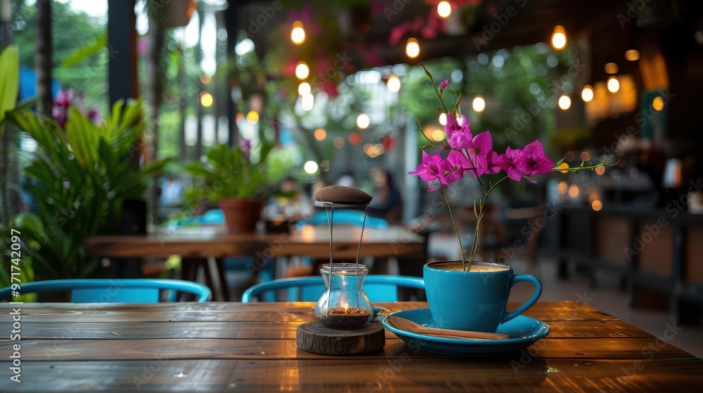 Local cafe with cozy seating, inviting and vibrant, Urban, Soft tones, Photograph, Culinary charm Local cafe with cozy seating, inviting and vibrant, Urban, Soft tones, Photograph, Culinary charm