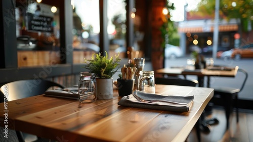 Local cafe with cozy seating, inviting and vibrant, Urban, Soft tones, Photograph, Culinary charm