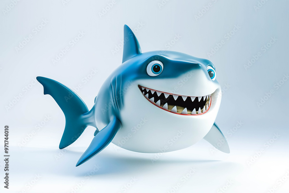 cartoon 3d illustration of a cute friendly shark smiling cartoon 3d illustration of a cute friendly shark smiling