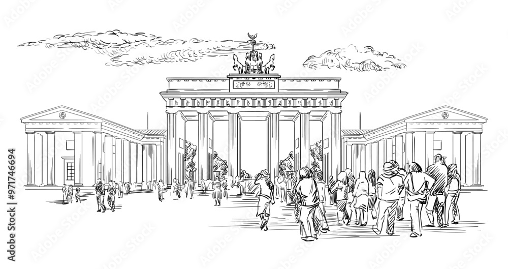 Fototapeta premium Germany hand drawn landmark Brandenburg Gate vector
