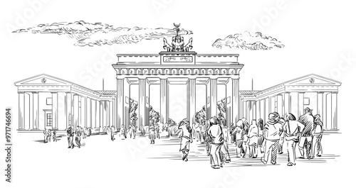 Germany hand drawn landmark Brandenburg Gate vector