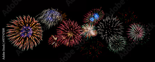 Photos Skyrocket fireworks on black background