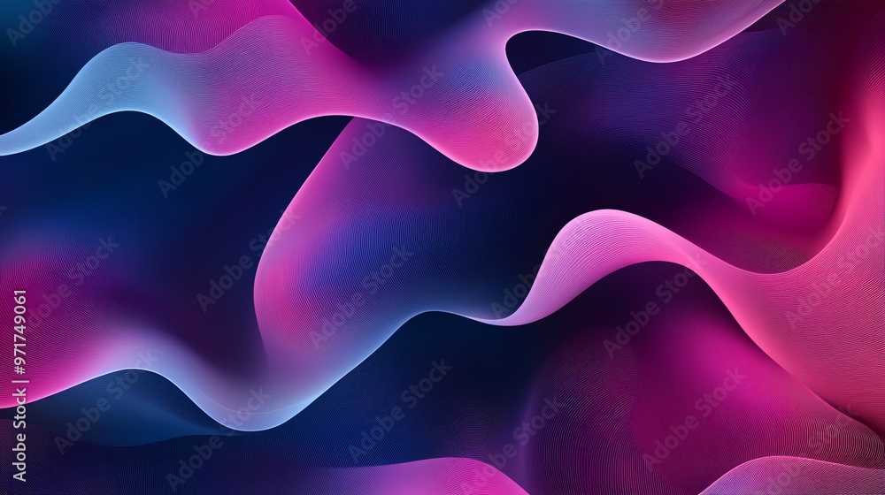 Obraz premium Abstract background with pink and blue wavy lines.