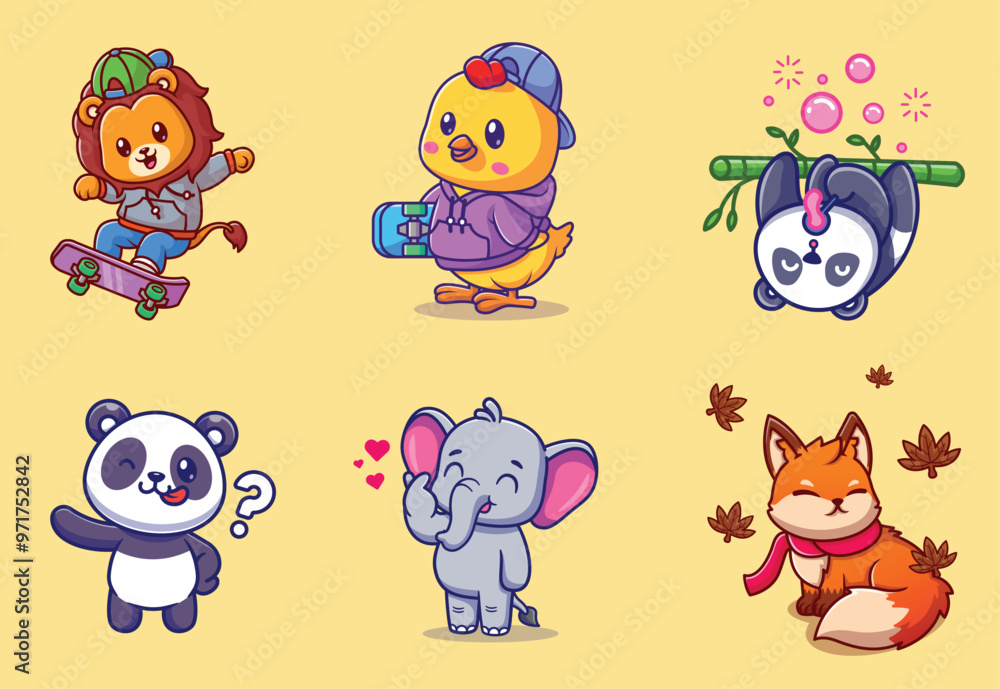 cute animals in the pastel sky background illustration vect?r.eps cute animals in the pastel sky background illustration vect?r.eps