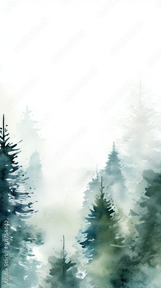 Misty forest with tall pines Misty forest with tall pines