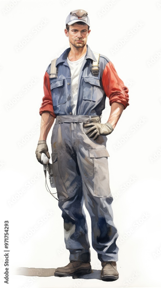 Man in workwear with tool Man in workwear with tool