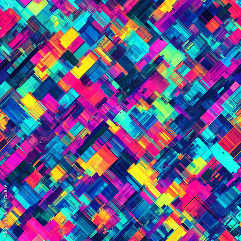 Digital glitch style seamless pattern, bold bright colors with black and pink. Tech style Digital glitch style seamless pattern, bold bright colors with black and pink. Tech style
