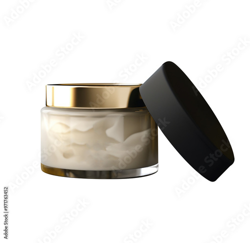 black and white cosmetic cream isolated on white background photo