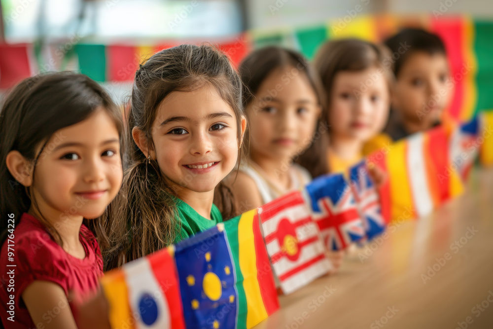 Diverse Children in Cultural Exchange Program Sharing Stories in Bright Classroom Setting Diverse Children in Cultural Exchange Program Sharing Stories in Bright Classroom Setting