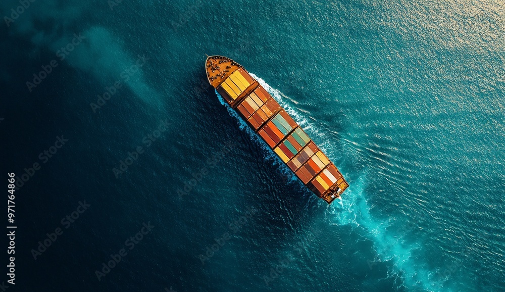 Large cargo ship navigating through open waters while transporting ...