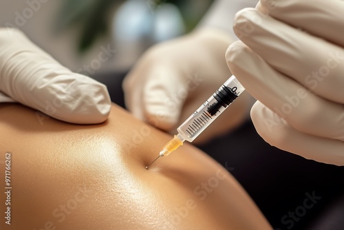 Close-up of injection into patient’s arm during healthcare procedure