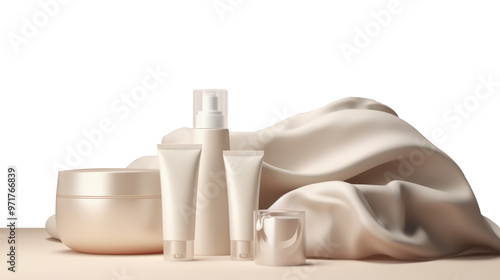 make up brushes and powder isolated on white background photo