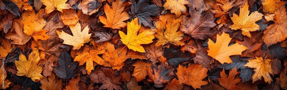 Vibrant autumn leaves scattered across a natural background Vibrant autumn leaves scattered across a natural background