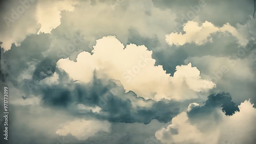 Water color like cloud on old paper texture background