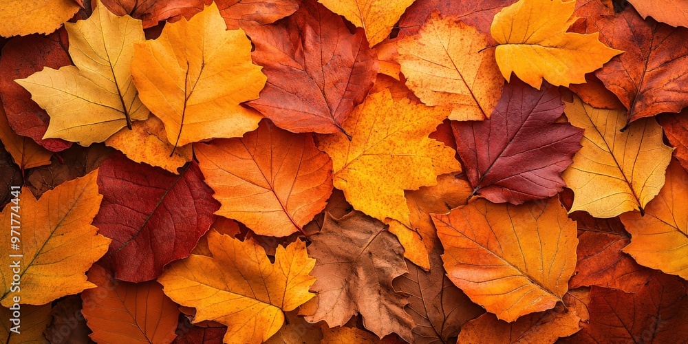 Vibrant autumn leaves scattered across a natural background Vibrant autumn leaves scattered across a natural background