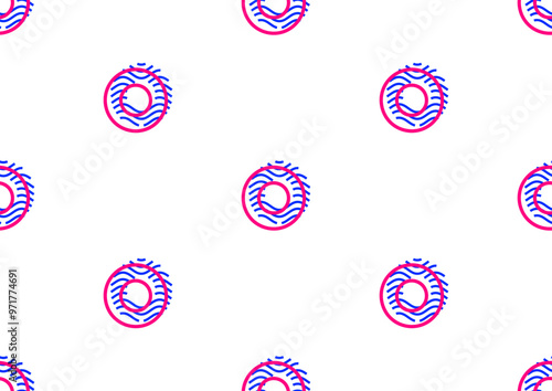 Abstract geometric seamless pattern 80s-90s aesthetic. Contemporary memphis inspired design background. Bold neon colors, layered geometry circles shapes