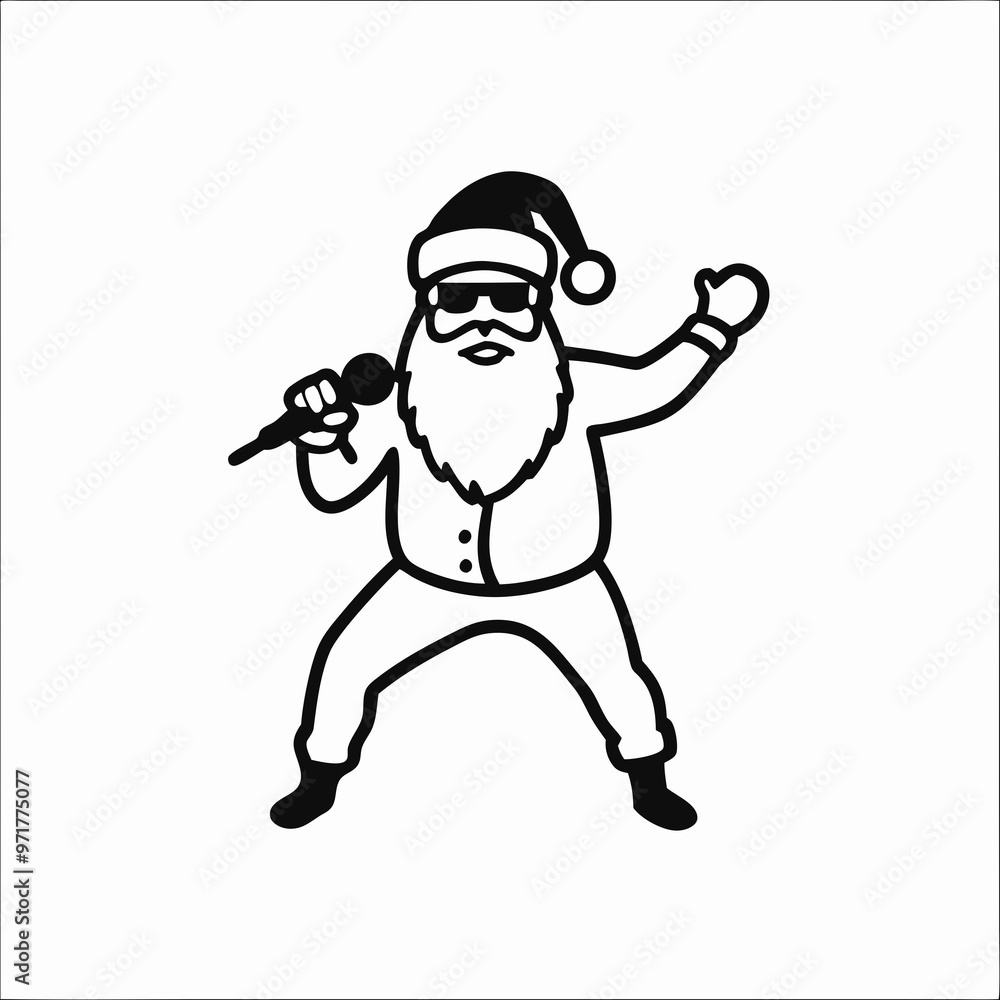 Singing Santa Claus holding a microphone in sunglasses on a white background with copy space
Singing Santa Claus holding a microphone in sunglasses on a white background with copy space