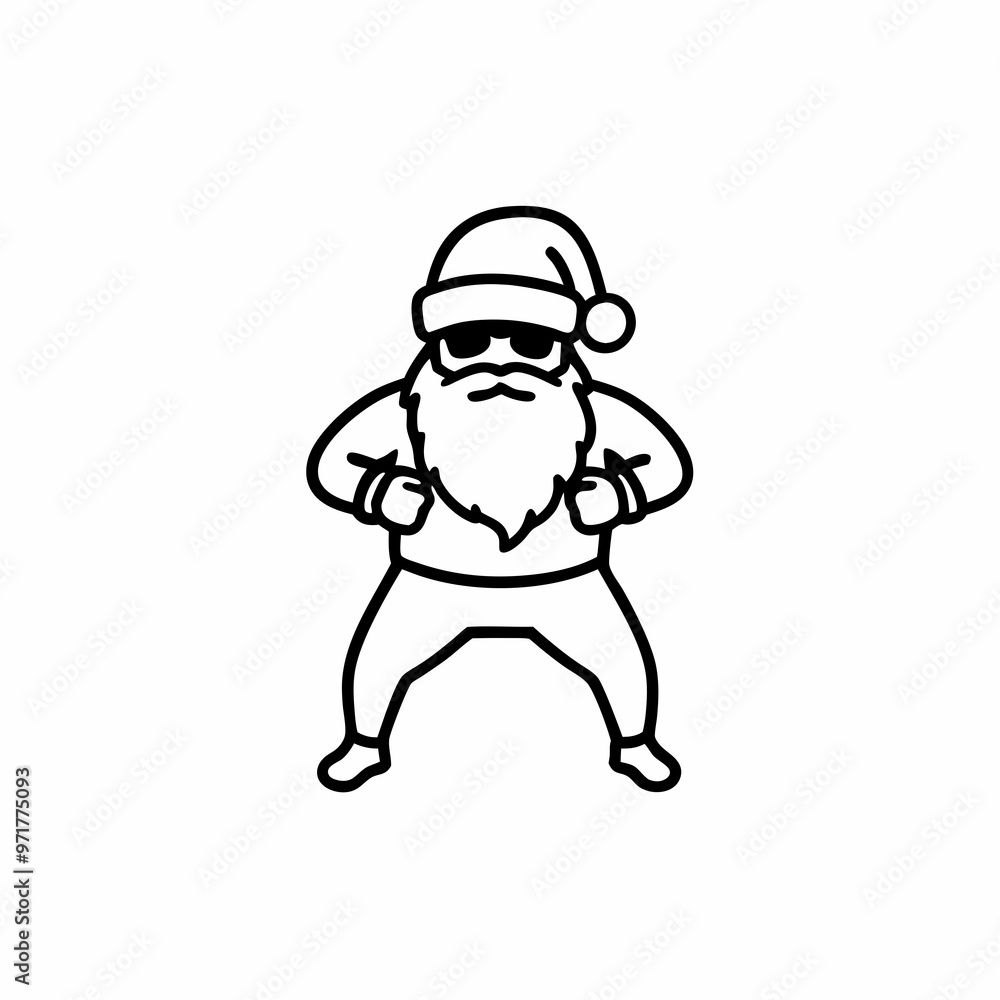 Cool Santa dancing with sunglasses on a white background with copy space Cool Santa dancing with sunglasses on a white background with copy space