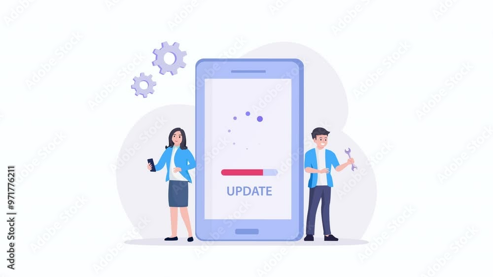 Concept of system update, Animation video 2d clip 4k software installation. Concept of system update, Animation video 2d clip 4k software installation.