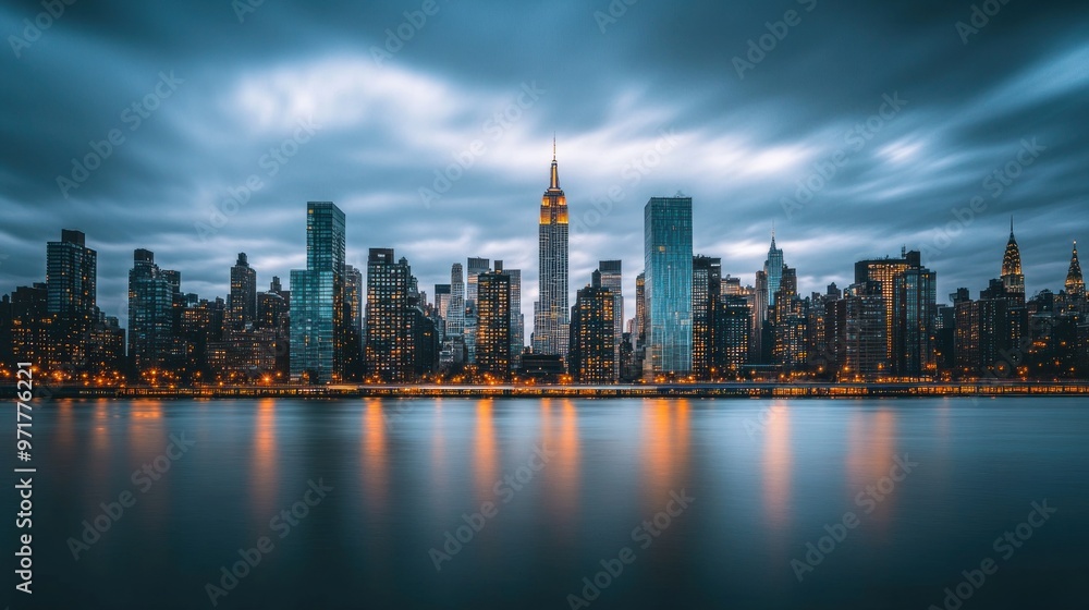 Fototapeta premium Manhattan Skyline at Dusk