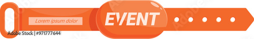 Orange event wristband for entering a festival, party, concert, or any other occasion