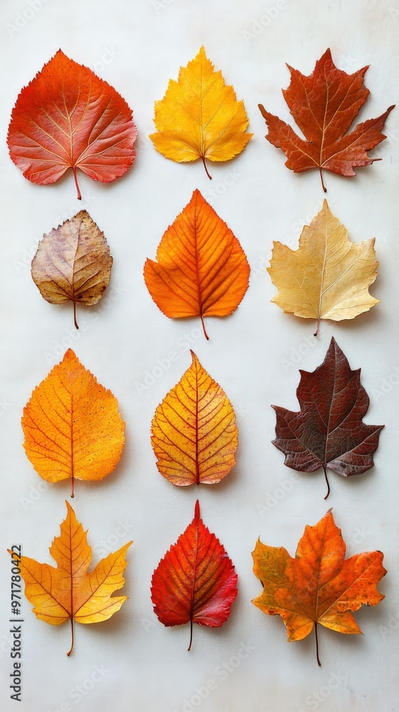 Obraz premium Vibrant autumn leaves scattered across a natural background