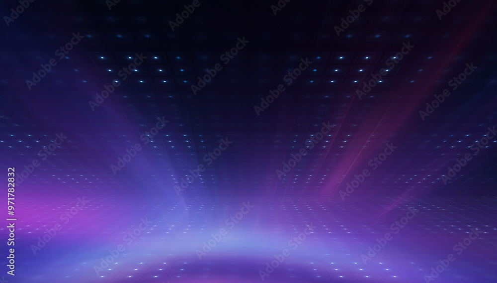 Obraz premium Dark abstract background. Empty neon stage with rays.