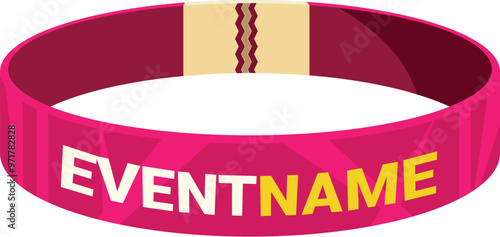 Pink wristband for accessing events, concerts, festivals, parties and more